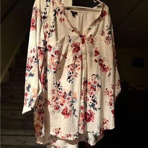 Torrid Floral Tunic Top - White and Pink Plus Size 5X